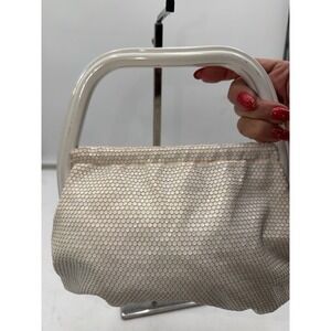 Lazarus Vintage White Paillette Mesh Lucite Handle Evening Bag 1960s Bridal
